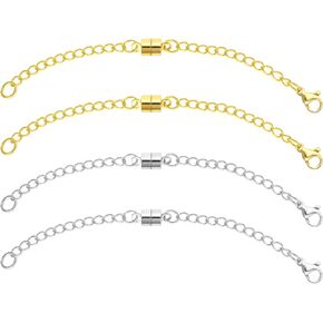 Necklace Extender Magnetic Necklace Clasp, Adjustable Silver and Gold Chain Extenders with Magnetic Clasps