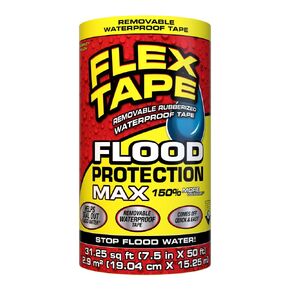 Flex Tape Flood Protection, 3.75 in x 50 ft, MAX, Waterproof Rubberized Tape, Removable, Use on Windows, Doors, Garage Doors, Casings, Thresholds, Conduits, Vents, Ducts