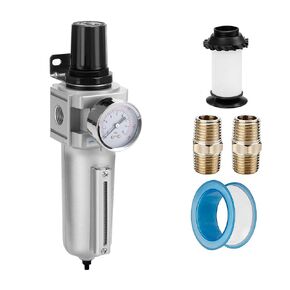 NANPU Industrial Grade Heavy Duty Particulate Filter & Air Regulator, Metal Bowl, Suitable for Paint Spray (1/2" NPT, Manual Drain)