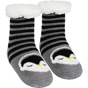Kids Women Christmas Floor Socks Girls Santa Calf Socks Xmas Party Slipper Socks Cute Fleece Long Socks Non-Slip Family Socks