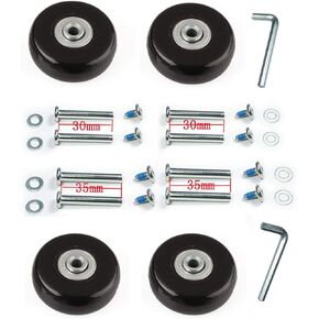 Luggage Suitcase Wheels with ABEC 608zz Bearings, 45mm Inline Outdoor Skate Replacement Wheels, One Set of 4 Wheels (Black, OD45mm x H18mm x ID6mm/1.77" x 0.7" x 0.24")