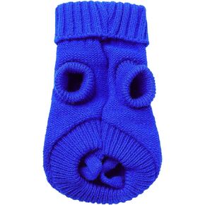 uxcell Small Dog Sweater Thick Twisted Knit Pullover Turtleneck Pet Dog Clothes Apparel, Soft Winter Warm Dog Sweater for Small Medium Puppy Dogs Cats(Blue, XX-S)