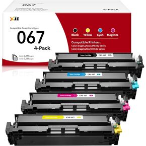 XJI 067 LBP632Cdw MF656Cdw Compatible Toner Cartridges Replacement for Canon 067 067H, for Color imageCLASS LBP633Cdw MF653Cdw Laser Printer Ink(4 Pack, Black Cyan Magenta Yellow)