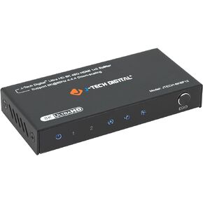 HDMI Splitter 1 in 2 Out 4K 120Hz 8K 60Hz, HDMI 2.1 Splitter Supports 8K Downscale to 4K 1080P, 3 EDID Modes, HDCP Compliant Compatible with HDR & Dolby Vision by J-Tech Digital [JTECH-8KSP12]