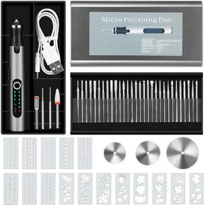 Engraving Pen with 37 Bits, USB Rechargeable Cordless Engraving Machine with Box, Portable DIY Rotary Engraver for Jewelry Wood Glass Stone Carving
