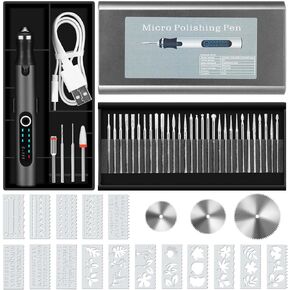 Engraving Pen with 37 Bits, USB Rechargeable Cordless Engraving Machine with Box, Portable DIY Rotary Engraver for Jewelry Wood Glass Stone Carving