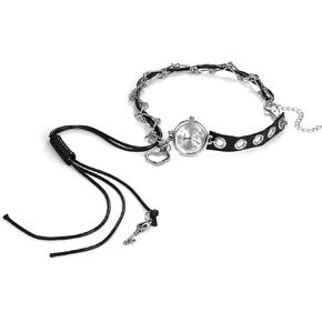 Avaner Women's Leather Choker Watches: Analog Quartz Gothic Necklace Watches for Party Costumes