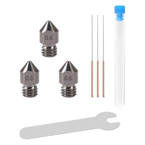 Aokin 3 Pcs 0.5mm Hardened Steel Nozzles MK8 Nozzles 3D Printer Nozzles and 3 Pcs 0.4mm Stainless Steel Nozzle Cleaning Needles for Creality Ender 3/3 Pro/3 V2, Ender 5/5 Pro, CR-10/10S, Makerbot