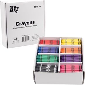 IDIY Wrapped Bulk Wax Crayons (Pre-Sorted 480 ct, 60 each of 8 colors) -ASTM Safety Tested, For Kids, Teachers, Art Classrooms Classpack, Back to School Supplies, Restaurants, Craft Projects, Gift