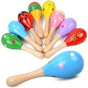 Mini Wooden Maracas Rattles Egg Shaker Kids Musical Party Favor Kid Baby Shaker Sand Hammer Toy (Random Color Pattern)