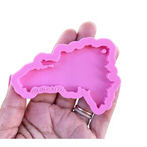 Dominican Republic Silicone Mold DR Map Mold for Keychain Llavero Republica Dominicana (Clear, Reverse)