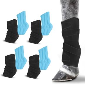 Horse Ice Boots Set of 4 – Cooling Horse Ice Pack – Cooling Ice Pack Wrap for Knee, Hock, Ankle, Hooves Injury – Hot and Cold Therapy Horse Leg Wraps – Full Coverage Cold Packs - 4 Wraps + 8 Gel Packs