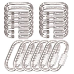 12 PCS 5/32" Stainless Steel Quick Link Chain Connector Chain Repair Link Locking Chain Connector(M4/4mm 800lb) Oval Stainless Locking Carabiner Small for Pet Traction/Chandelier