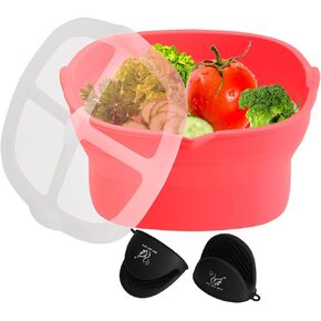 Microwave Cookware Steamer for Cooking Microwave Safe Mixing Bowls for Vegetable Silicone Collapsible Cooker BPA Free 1.2L