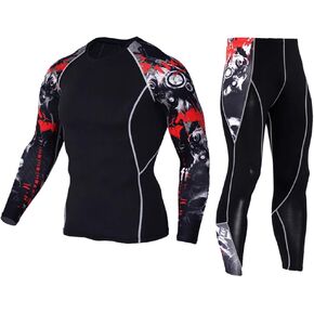 HEROBIKER Workout Set Compression Shirt Pants Top Long Sleeve Sports Tight Base Layer Quick Dry & Moisture-Wicking