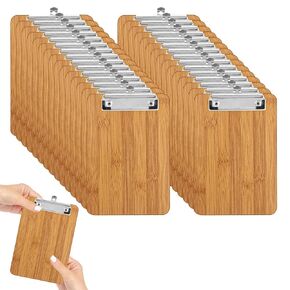 30 Pcs Wood Check Presenters, 8" x 4" Mini Clipboard, Natural Wooden Server Note Pads Menu Holder for Restaurant, School, Office