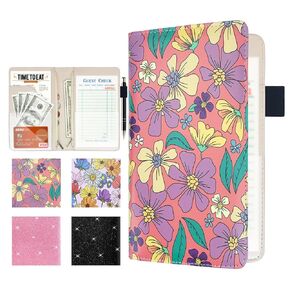 Server Book, Waitress Book, Leather Server Book Organizer with Double Zippered Pocket and Pen Holder, Cash Check Bill Receipt Presenter