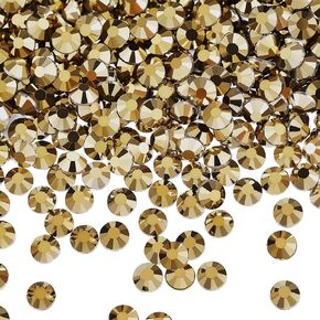 2880 Pieces Crystal Diamond Rhinestones Flat Back Round Gems Charms Stones Rhinestones Crystals Round Beads Flat Back Glass (Gold,SS20)