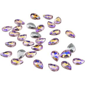 Hahiyo 13x18mm Sew On Rhinestones Claws Base High Transparent Glass Crystal Gems Metal Back Prong Setting Easy Glue Tear Drop 48 Pieces Multi-Function for Jewelry Gift Dress Arts Crafts Decorate