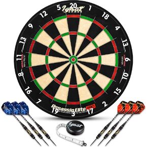 IgnatGames Dart Board Professional- Competition Size Kenyan Sisal Dart Board for Adults - Staple-Free Ultra-Thin Wire Spider Dartboard + Accessories & SnapFit Dartboard Mounting Bracket in Kuwait