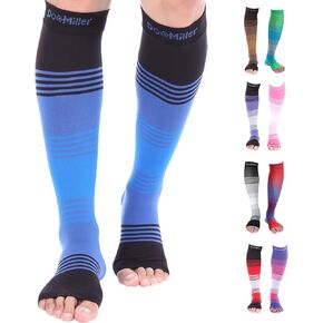 Doc Miller Premium Open Toe Compression Socks Dress Series 1 Pair 20-30mmHg, Toeless Compression Socks Women