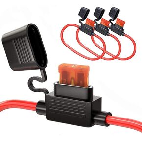 MCIGICM Fuse Holder 10 Gauge, Inline Fuse Holders 10 AWG Waterproof with 40 Amp Fuse, 3 Pack