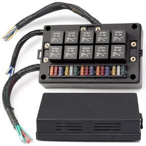 Pre-Wired 12V Fuse Relay Box 15 Slots, Universal Relay Box ATC/ATO Fuse Holder & 10 Slots Relay Panel with Relay, Waterproof Fuse and Relay Box Kit for Automotive Boat Car Truck in Saudi Arabia