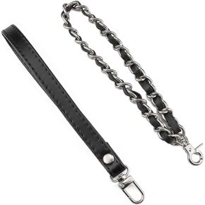 BEAULEGAN Purse Wrist Straps - Genuine Leather - Replacement for Clutch Pouch, Set of 2 PCS Black (Gold Buckle)