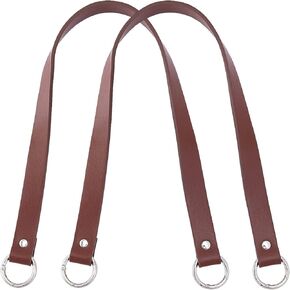 PH PandaHall 2pcs Leather Purse Strap, 22.4" Shoulder Bag Strap Replacement Short Handbag Bag Strap with Platinum Gate Ring for DIY Handbag Bucket Bag Tote Purse Repair, 0.8" Wide, Brown