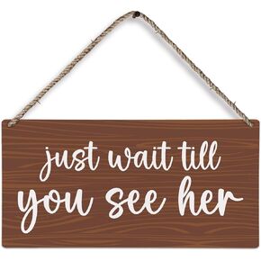 huester Ring Bearer Sign, Wedding Signs Wood Plaque Sign, Ring Bearer Gifts, Wedding Home Decor, Wedding Decorative Signage, Just Wait ‘Till You See My Auntie Wall Hanging Decor, 12x6 inches