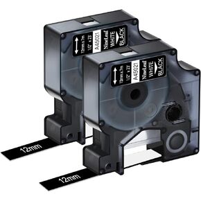 NineLeaf 2 Pack متوافق مع شريط الملصقات Dymo D1 45013 A45013 S0720530 أسود على أبيض 12 مم 1/2 بوصة × 23 قدم لصانع ملصقات Dymo عبوات LabelManager 160 210D 220P 260P 280 360D 420P لاسلكي PnP
