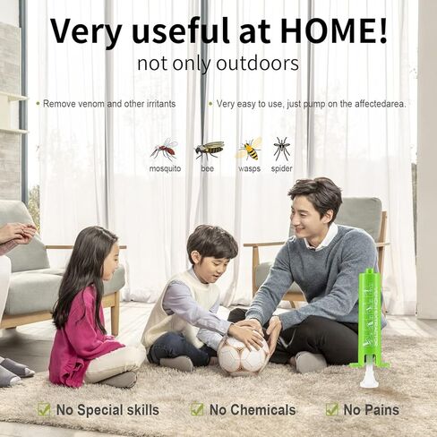 أداة شفط لتخفيف اللدغات، مضخة شفط مستخرج السم، مجموعة لدغات الثعبان، مجموعات النجاة، إسعافات أولية للعض واللسع لإزالة السموم للمشي لمسافات طويلة وحقائب الظهر والتخييم، خالية من المواد الكيميائية (أخضر) in Kuwait