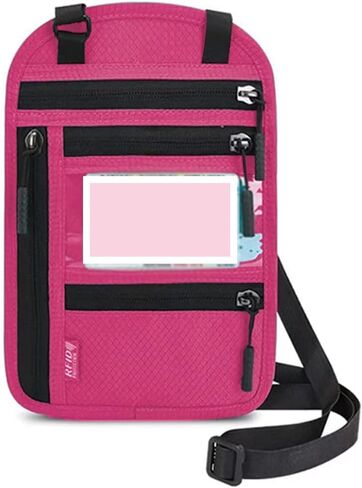 Travel Neck Pouch Neck Wallet with RFID Blocking Passport Holder Travel Pouch Neck Wallet Family Passport Holder Organizer Case (red) in Saudi Arabia