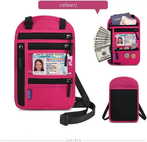 Travel Neck Pouch Neck Wallet with RFID Blocking Passport Holder Travel Pouch Neck Wallet Family Passport Holder Organizer Case (red) in Saudi Arabia