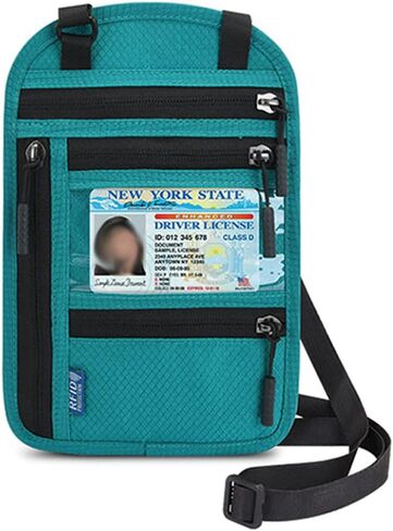 Travel Neck Pouch Neck Wallet with RFID Blocking Passport Holder Travel Pouch Neck Wallet Family Passport Holder Organizer Case (red) in Saudi Arabia