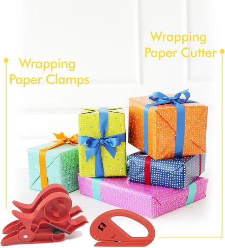 Pack of Clips for Various Types of Paper with Built-in Tape Dispenser and Littel elf Wrapping Paper Cutter. Comes with 2 Tools to Hold The Wrapping Paper with Holder and Clips, for Different Places.… in Saudi Arabia