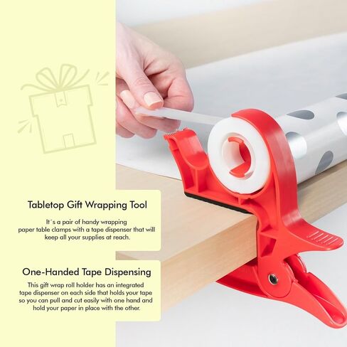 Pack of Clips for Various Types of Paper with Built-in Tape Dispenser and Littel elf Wrapping Paper Cutter. Comes with 2 Tools to Hold The Wrapping Paper with Holder and Clips, for Different Places.… in Saudi Arabia