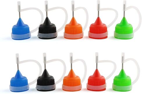 E-outstanding 10pcs Applicator Tips Caps 5 Colors (Black, Red, Blue, Green, Orange) Universal Needle Tip Cover Replacement for Applicator Bottles 5-30ml in Saudi Arabia