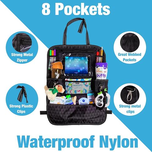 Graco Deluxe Backseat Car Organizer, Kick Mats Back Seat Protector with Tablet Holder, Cup Holders and Convenient Storage Pockets, Waterproof Nylon in Saudi Arabia