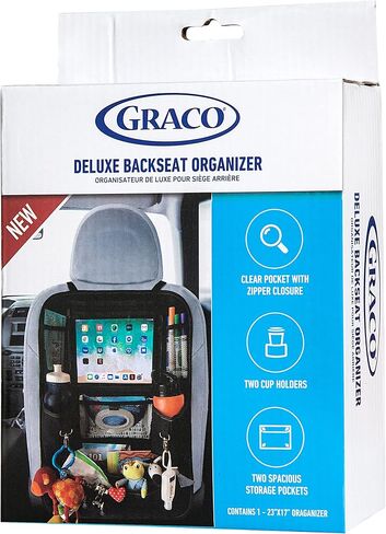 Graco Deluxe Backseat Car Organizer, Kick Mats Back Seat Protector with Tablet Holder, Cup Holders and Convenient Storage Pockets, Waterproof Nylon in Saudi Arabia