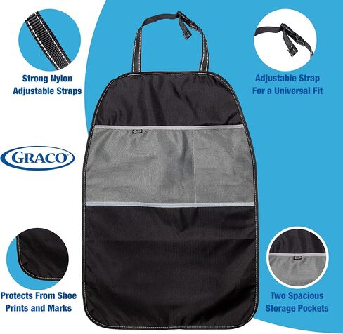 Graco Deluxe Backseat Car Organizer, Kick Mats Back Seat Protector with Tablet Holder, Cup Holders and Convenient Storage Pockets, Waterproof Nylon in Saudi Arabia