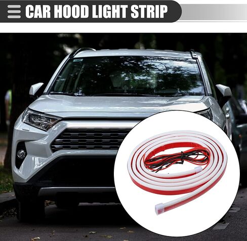 شريط إضاءة لغطاء السيارة العالمي Motoforti، شريط إضاءة LED 216، شريط إضاءة للجري أثناء النهار، 71 بوصة، لأضواء لوحة الترخيص للجري النهاري، جل السيليكا، أبيض in Kuwait