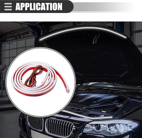 شريط إضاءة لغطاء السيارة العالمي Motoforti، شريط إضاءة LED 216، شريط إضاءة للجري أثناء النهار، 71 بوصة، لأضواء لوحة الترخيص للجري النهاري، جل السيليكا، أبيض in Kuwait