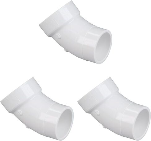NIBCO U48062 2" PVC DWV Spigot x Hub 45 Degree Street Elbow Fitting (Pack of 3) in Saudi Arabia