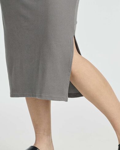3 Pack: Women's Ribbed Jersey Crew Neck Short Sleeve Midi Length Dress with Side Slit in Saudi Arabia