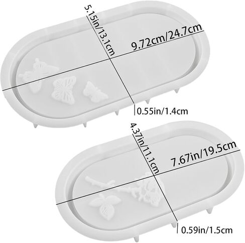 2 PCS Rose Carved Oval Silicone Mold Oval Tray Molds Large Resin Tray Mold Rolling Tray Molds Coaster Epoxy Resin Casting Mould DIY Casting Craft Decorating for Craft Jewelry Storage Home Decoration in Saudi Arabia