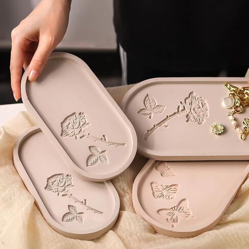 2 PCS Rose Carved Oval Silicone Mold Oval Tray Molds Large Resin Tray Mold Rolling Tray Molds Coaster Epoxy Resin Casting Mould DIY Casting Craft Decorating for Craft Jewelry Storage Home Decoration in Saudi Arabia