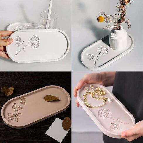 2 PCS Rose Carved Oval Silicone Mold Oval Tray Molds Large Resin Tray Mold Rolling Tray Molds Coaster Epoxy Resin Casting Mould DIY Casting Craft Decorating for Craft Jewelry Storage Home Decoration in Saudi Arabia