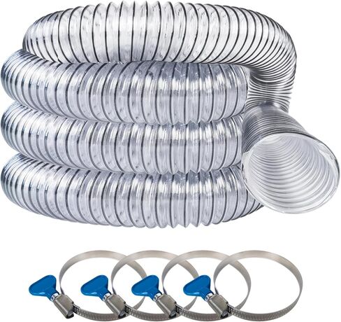 خرطوم تجميع المكنسة الكهربائية والغبار مقاس 2.5 بوصة × 20 قدمًا، يتضمن 4 مشابك خرطوم، يوسع مدى وصول مكنستك الكهربائية، تصميم متين ومرن in Kuwait