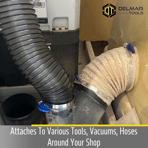 خرطوم تجميع المكنسة الكهربائية والغبار مقاس 2.5 بوصة × 20 قدمًا، يتضمن 4 مشابك خرطوم، يوسع مدى وصول مكنستك الكهربائية، تصميم متين ومرن in Kuwait